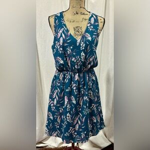 Stitch Fix Floral Teal Sleeveless Dress